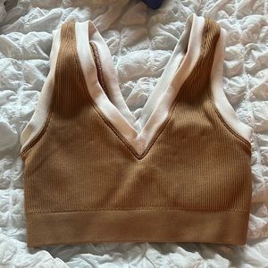 brown aerie pleaded crop top